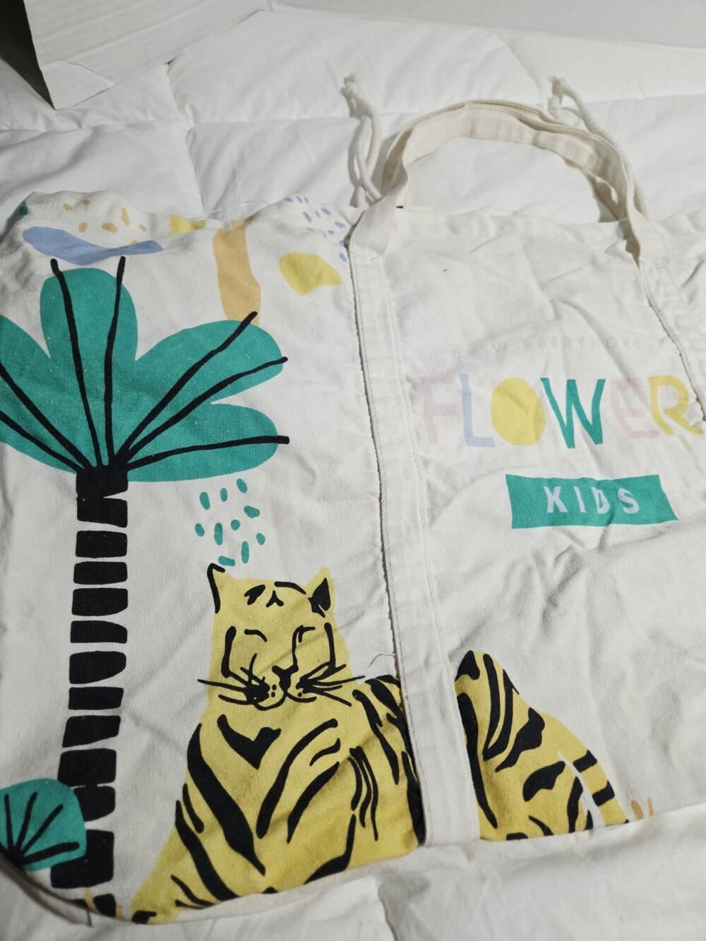 Htf Drew Barrymore Flower Kids Large Tote Safari Cotton Reusable Bag Rare